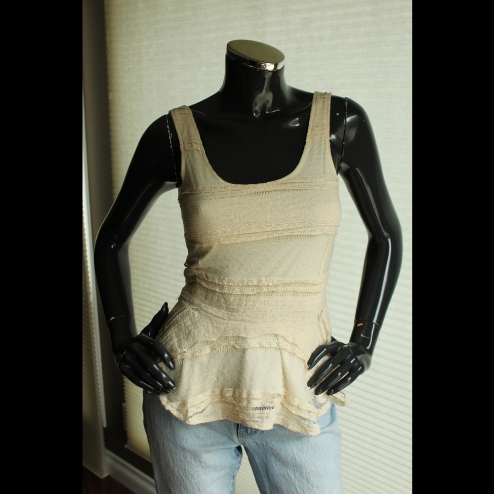 Ganni Lace Peplum Tank Top